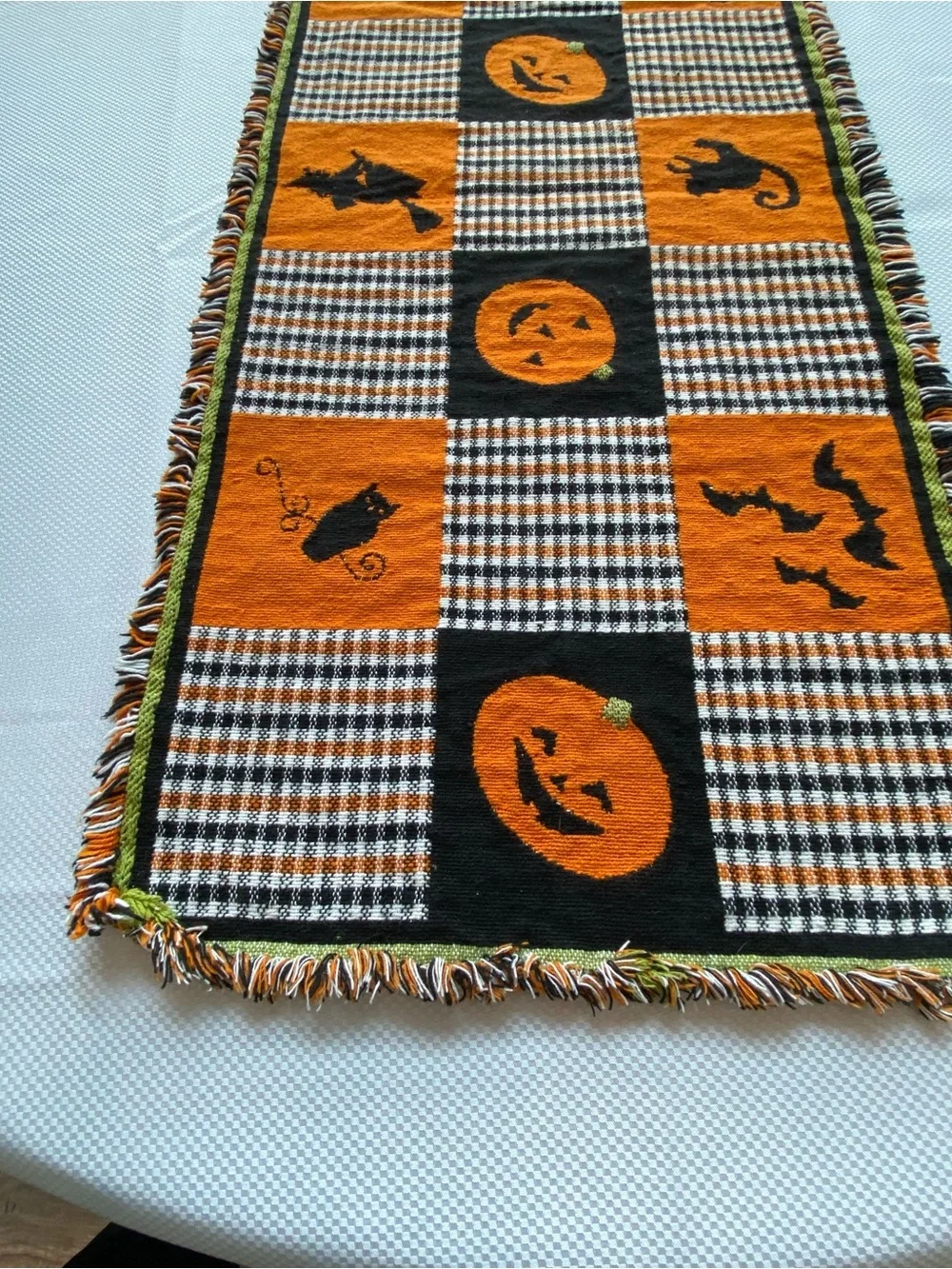 Halloween Orange and Black Table Runner - Festive Home Dining Accent